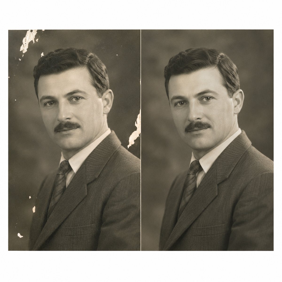 Restaurarea unei fotografii vechi — înainte și după